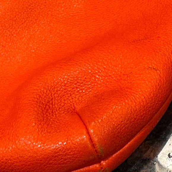 Tory Burch Rare MARION Leather Book Bag with Chain Orange - Picture 8 of 10